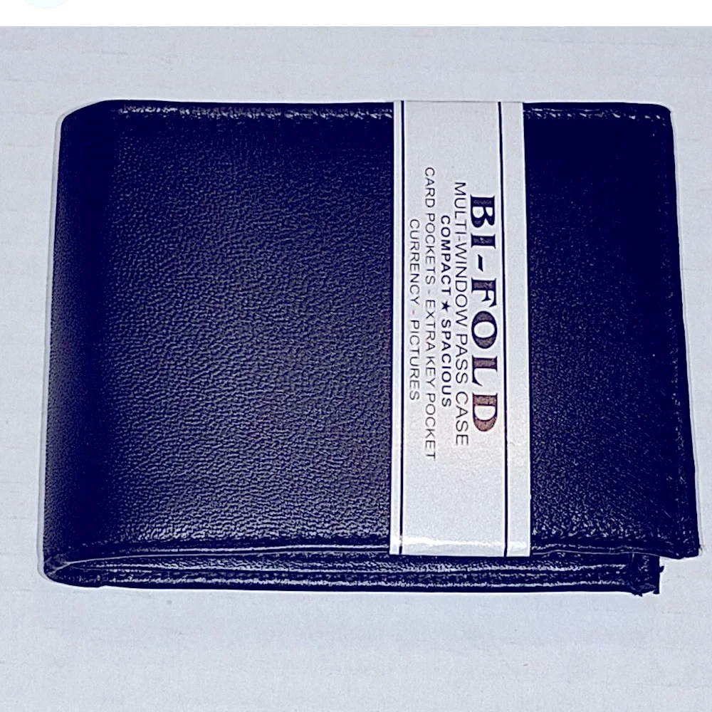 - Bi fold genuine leather wallet brown 9cc slots YL money zipper new